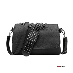 Bolsa de Ombro Couro Skull - Rocktude