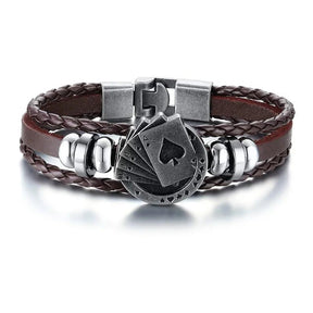 Pulseira Bracelete Couro Poker - Rocktude