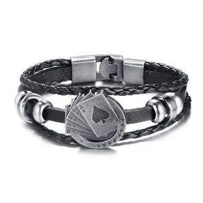 Pulseira Bracelete Couro Poker - Rocktude