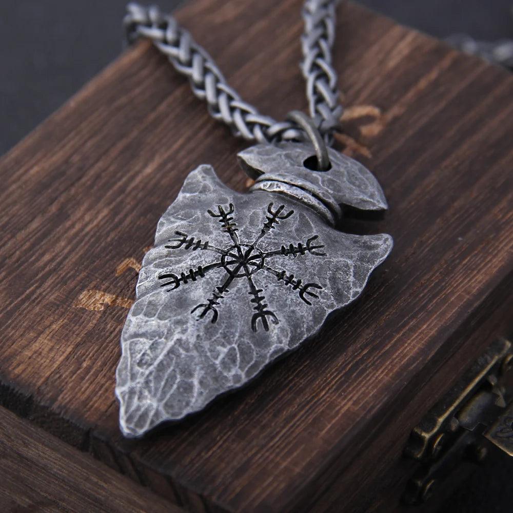 Colar Masculino Vegvisir Lança Viking - Rocktude