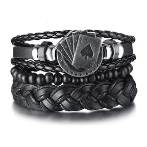 Pulseira Bracelete Couro Poker - Rocktude