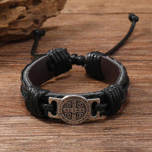 Pulseira Bracelete São bento de Couro