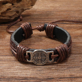 Pulseira Bracelete São bento de Couro