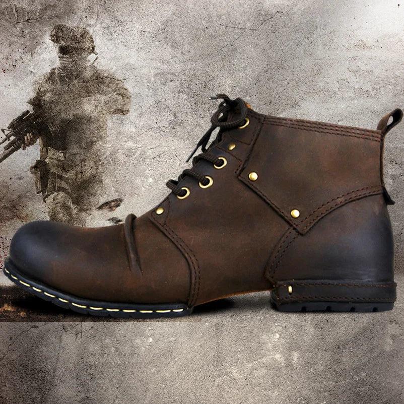 Bota Coturno Masculino em Couro Genuíno - Rocktude