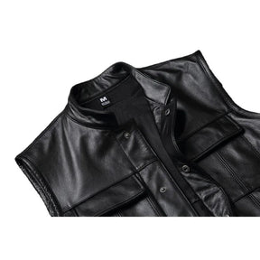 Colete De Couro Masculino Motorcycle Original - Rocktude