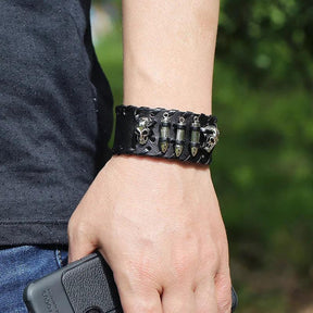 Pulseira De Couro Genuíno Cuff - Rocktude