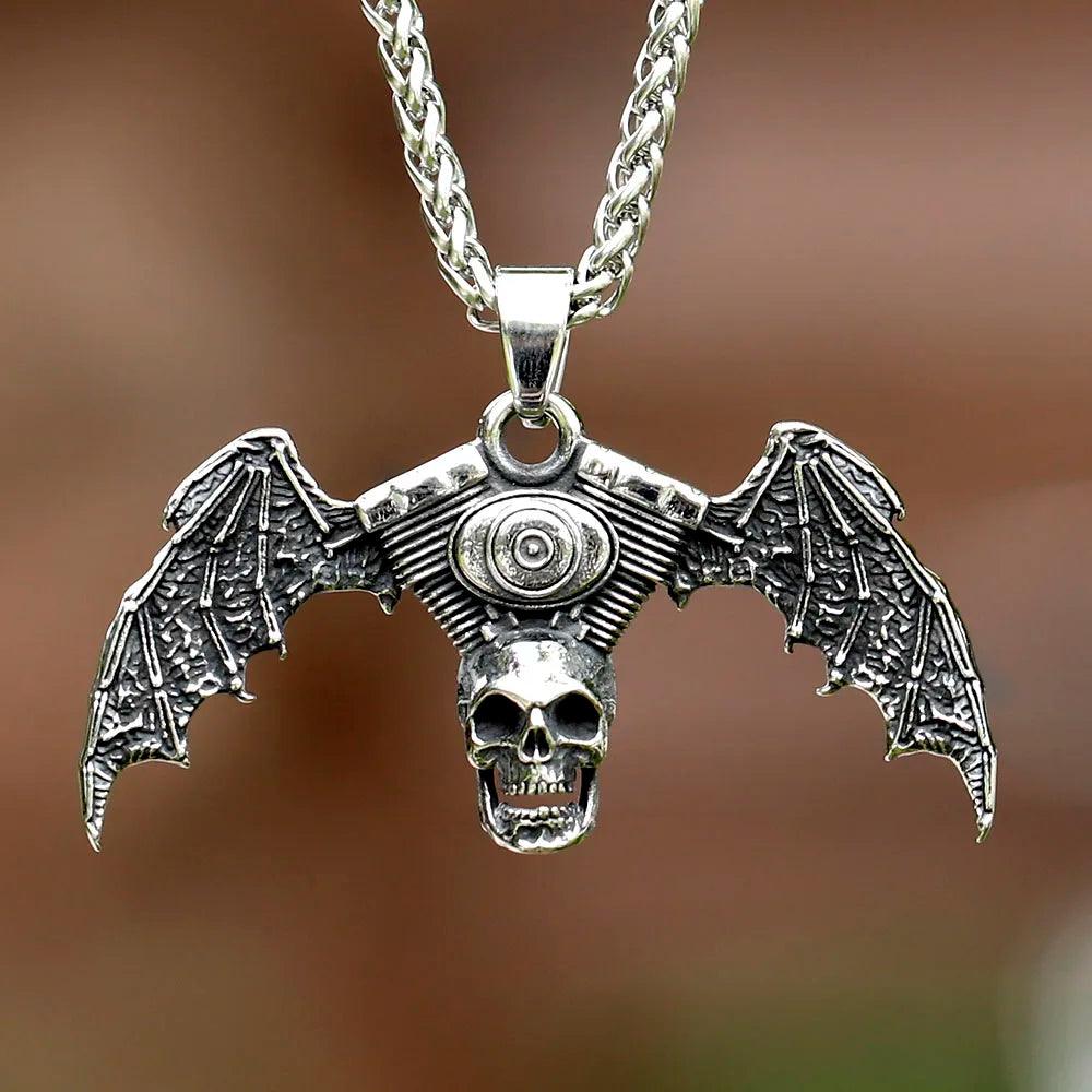 Colar Pingente skull With Wings Motor Harley Davidson - Rocktude