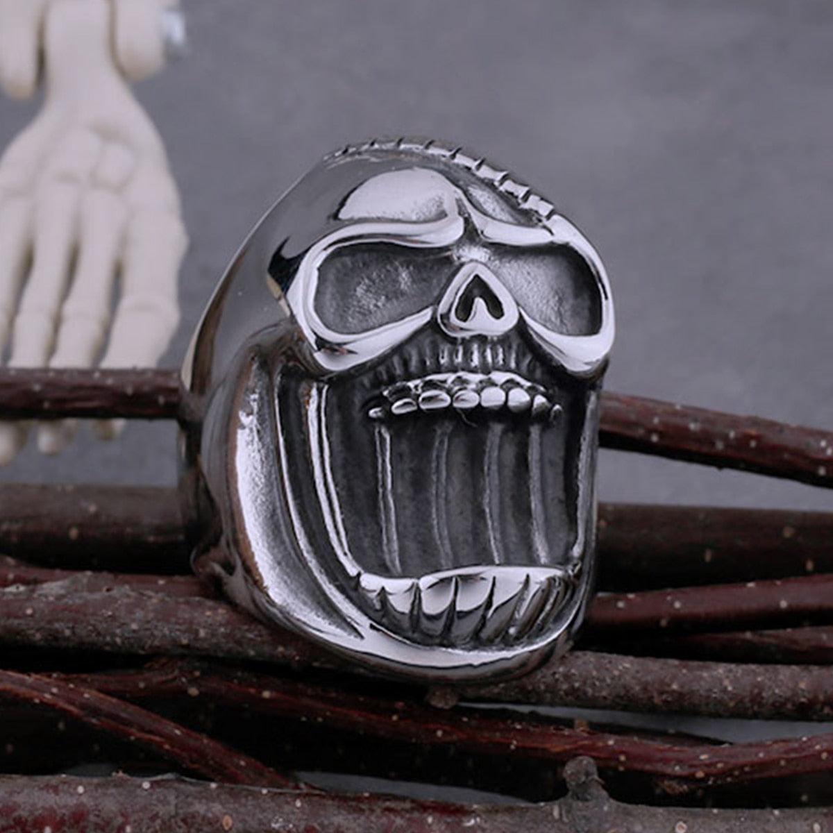 Anel Caveira Skull Abridor de Garrafa Aço Inox - Rocktude