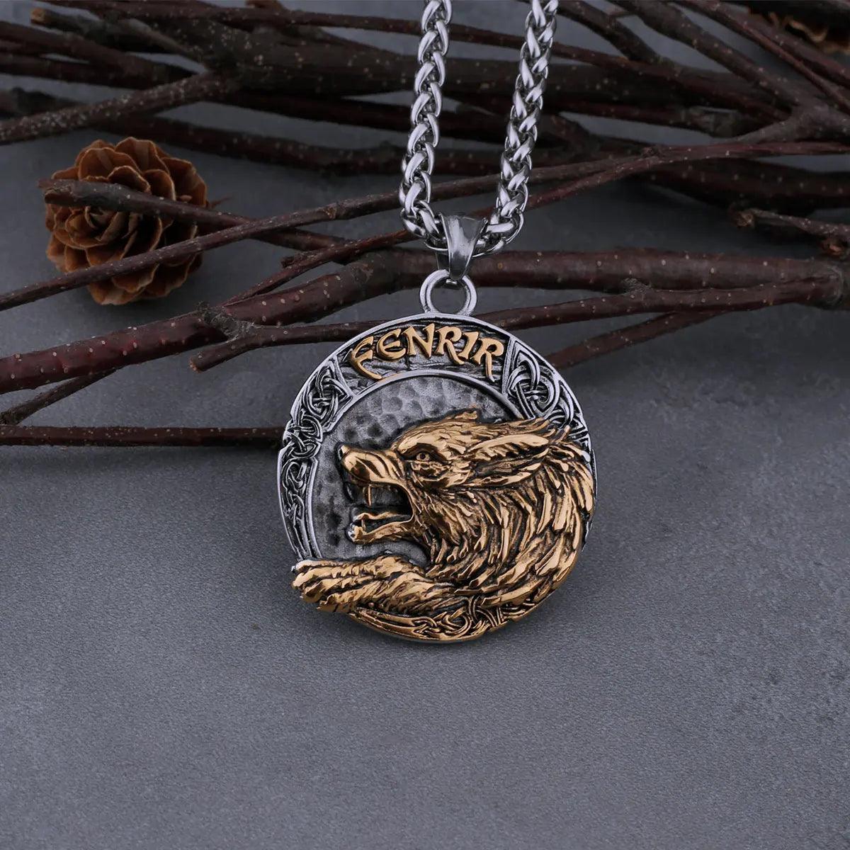 Colar Masculino Viking Lobo - Rocktude