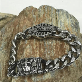 Pulseira HD Hardcore Rock Skull Aço Inox - Rocktude