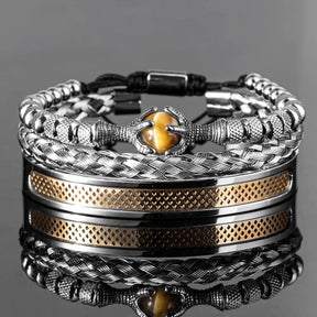 Pulseira Conjunto Super Luxo Olho de Tigre - Rocktude