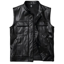 Colete De Couro Masculino Motorcycle Original - Rocktude