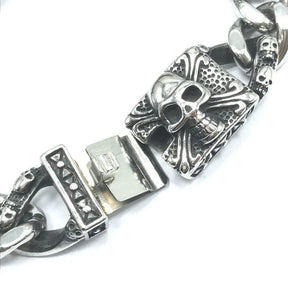 Pulseira HD Hardcore Rock Skull Aço Inox - Rocktude