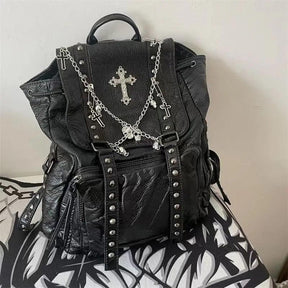 Mochila Couro Corrente Punk - Rocktude