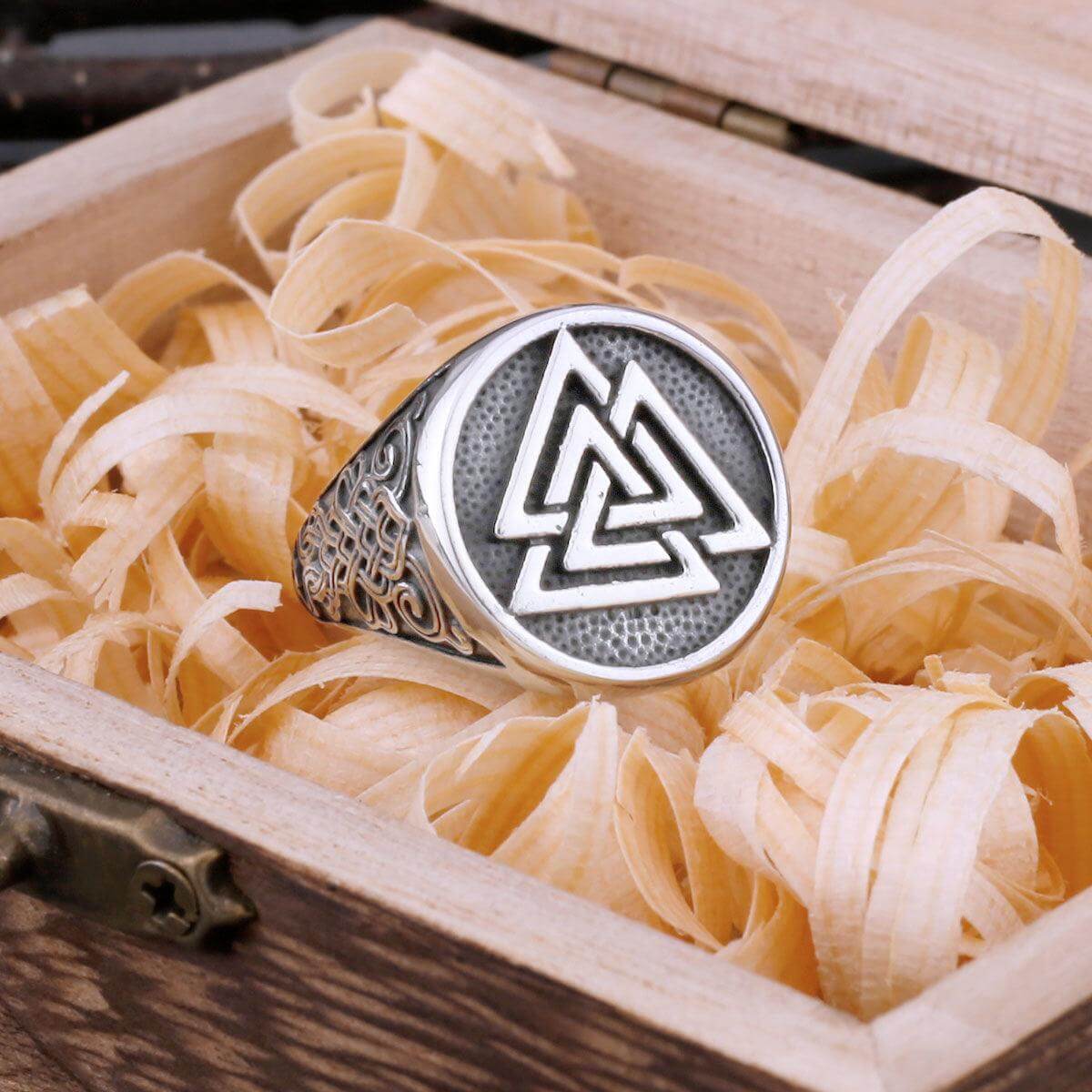 Anel Amuleto Valknut Aço Inox - Rocktude