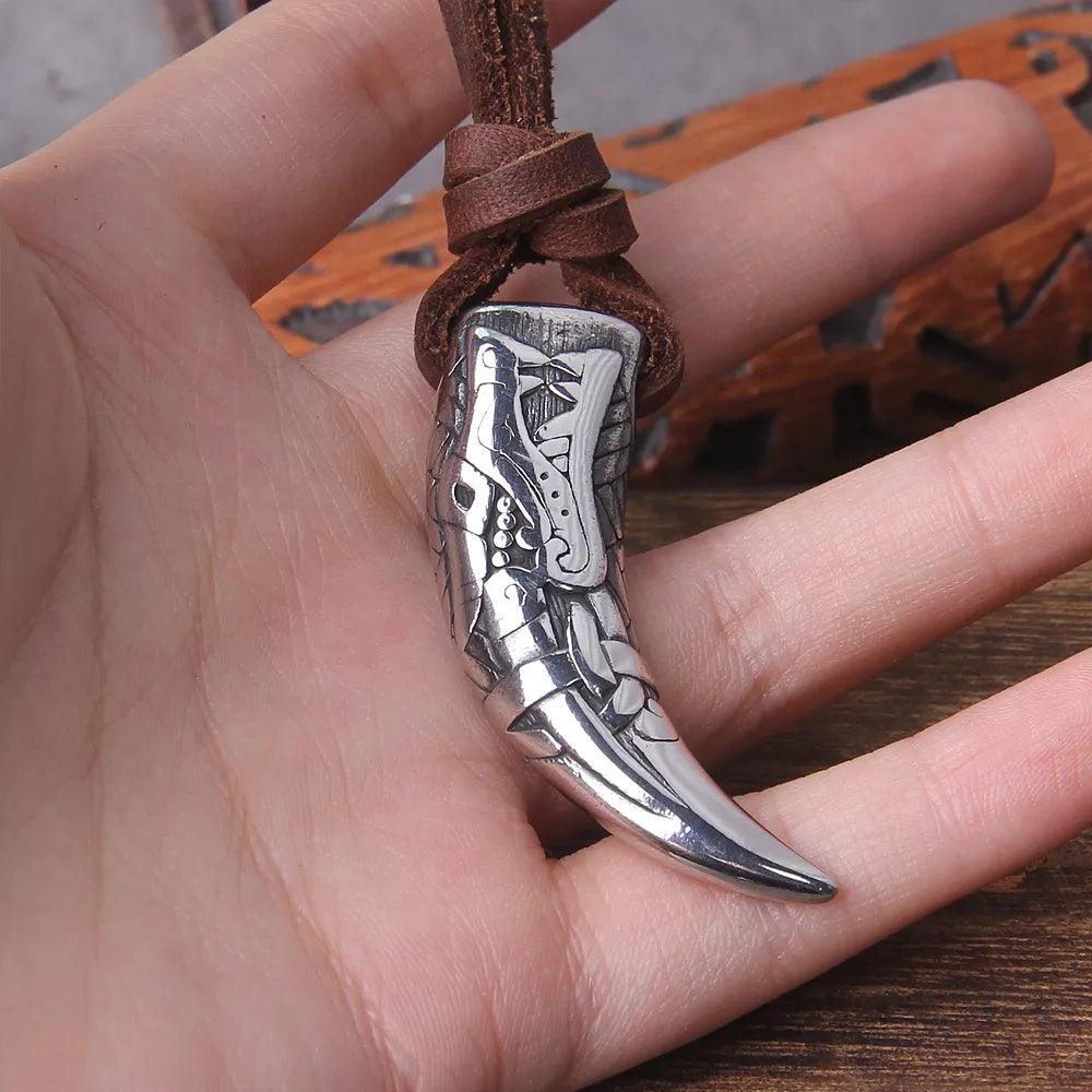 Colar Viking Tooth Corda de Couro - Rocktude