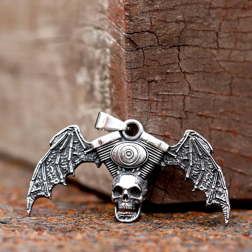 Colar Pingente skull With Wings Motor Harley Davidson - Rocktude